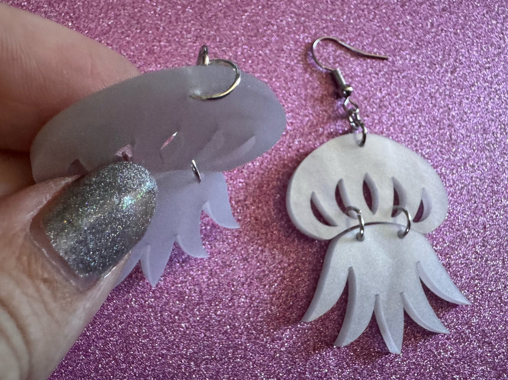 Pearlescent Jelly Fish Earrings: Laser Cut Acrylic Jellies, Ocean, Beach, Octopus, Mollusks, Sea Creature, Best Gifts for Her/Him/Them