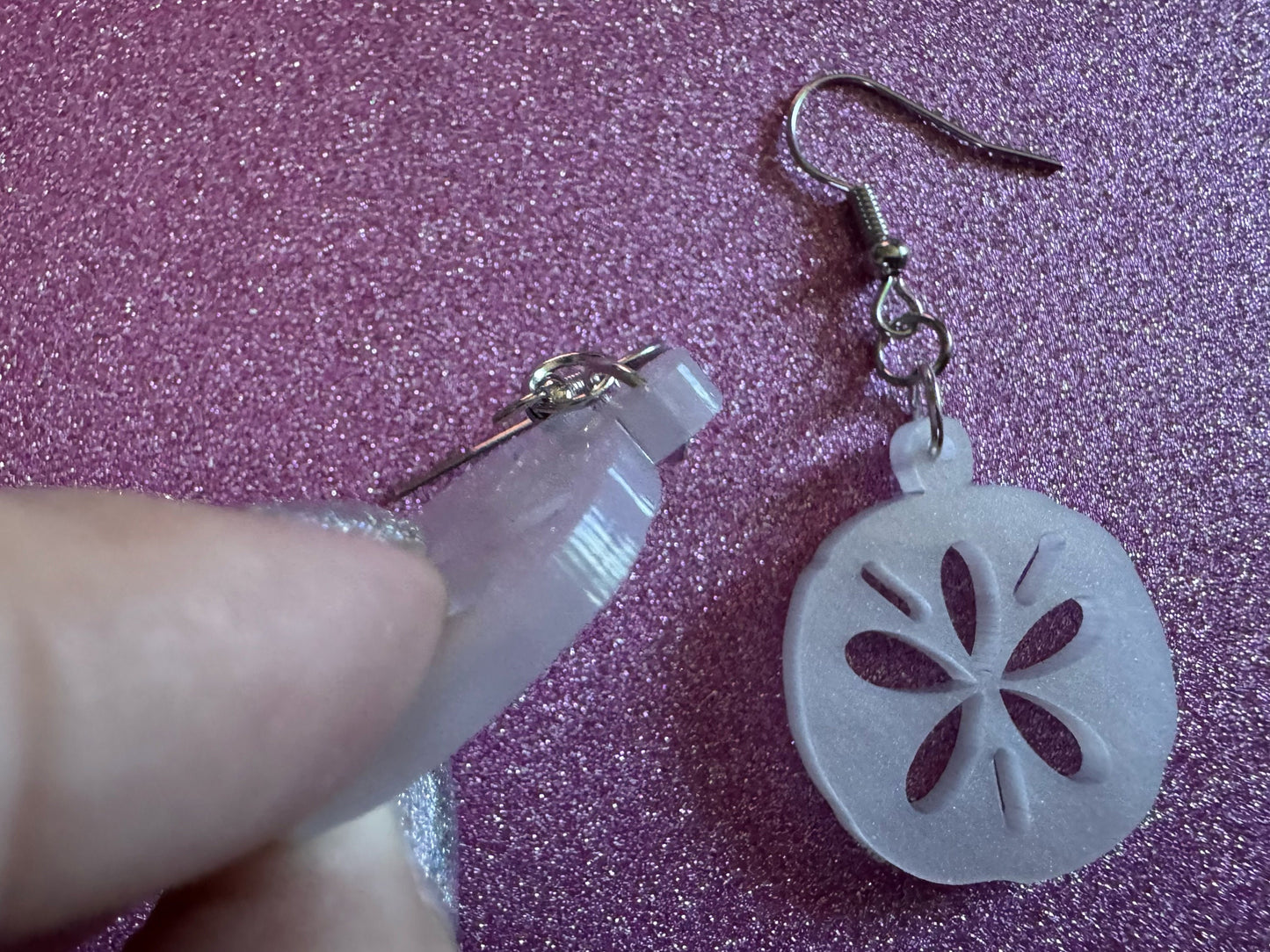 Pearlescent Sand Dollar Earrings: Laser Cut Acrylic Sand Dllars, Ocean, Beach, Shells, Mollusks, Sea Creature, Best Gifts for Her/Him/Them