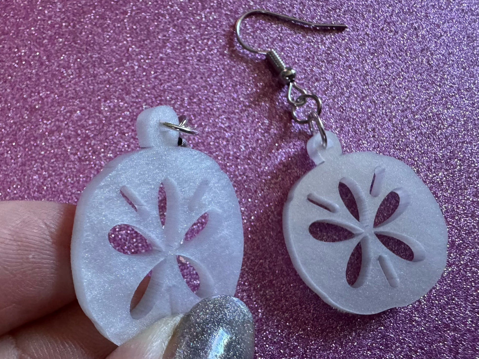 Pearlescent Sand Dollar Earrings: Laser Cut Acrylic Sand Dllars, Ocean, Beach, Shells, Mollusks, Sea Creature, Best Gifts for Her/Him/Them