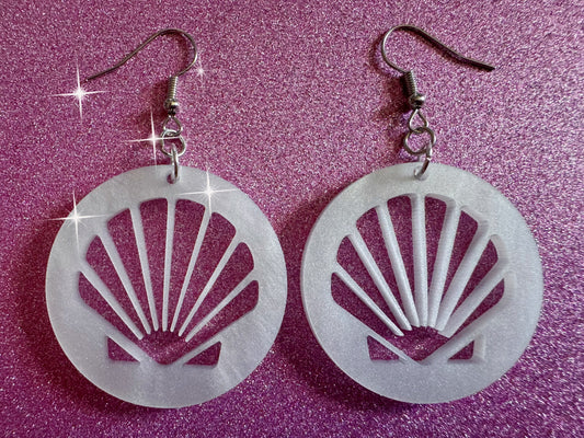 Pearlescent Shell Earrings: Laser Cut Acrylic Shells, Ocean, Beach, Seashells, Pearl, Mollusks, Sea Creature, Best Gifts for Her/Him/Them