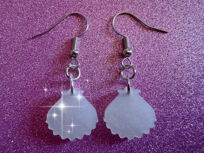 Pearlescent Shell Earrings: Laser Cut Acrylic Shells, Ocean, Beach, Seashells, Pearl, Mollusks, Sea Creature, Best Gifts for Her/Him/Them