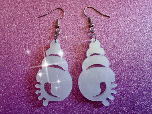 Pearlescent Shell Earrings: Laser Cut Acrylic Shells, Ocean, Beach, Seashells, Pearl, Mollusks, Sea Creature, Best Gifts for Her/Him/Them