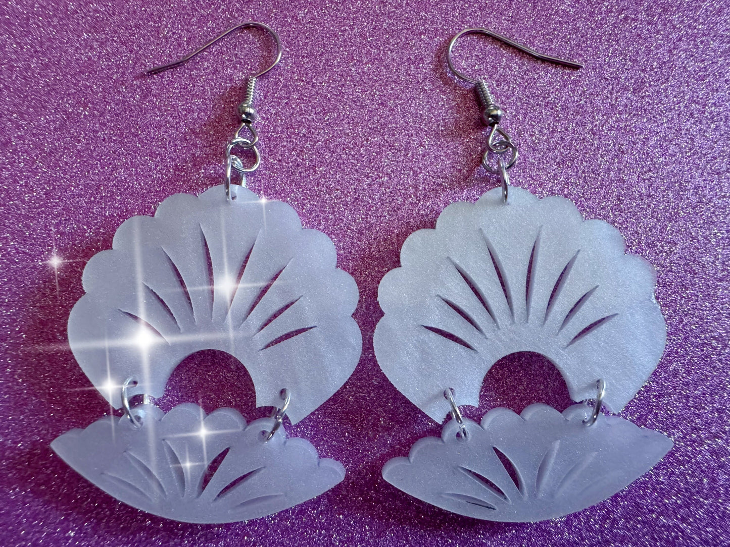 Pearlescent Shell Earrings: Laser Cut Acrylic Shells, Ocean, Beach, Seashells, Pearl, Mollusks, Sea Creature, Best Gifts for Her/Him/Them