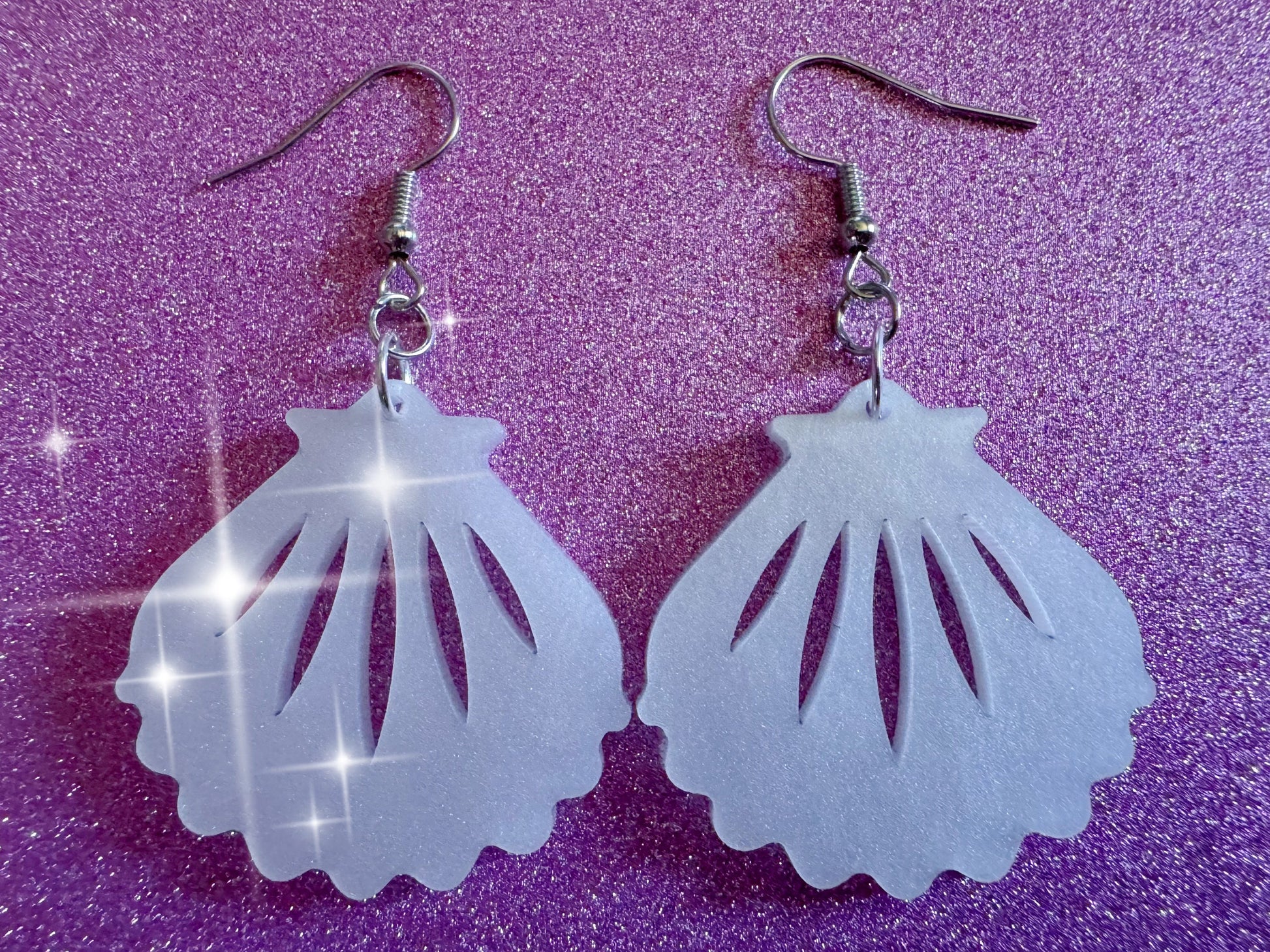 Pearlescent Shell Earrings: Laser Cut Acrylic Shells, Ocean, Beach, Seashells, Pearl, Mollusks, Sea Creature, Best Gifts for Her/Him/Them