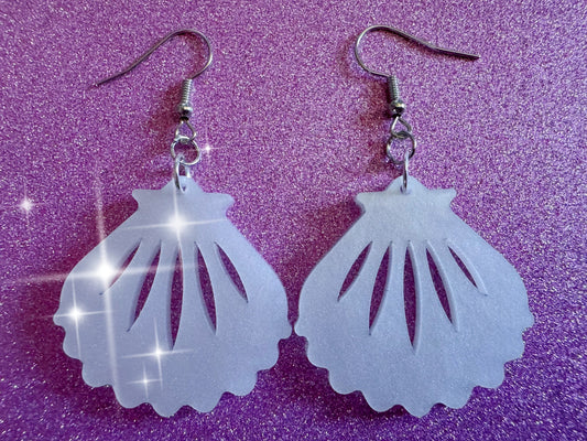 Pearlescent Shell Earrings: Laser Cut Acrylic Shells, Ocean, Beach, Seashells, Pearl, Mollusks, Sea Creature, Best Gifts for Her/Him/Them