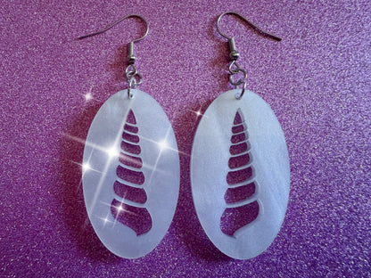 Pearlescent Shell Earrings: Laser Cut Acrylic Shells, Ocean, Beach, Seashells, Pearl, Mollusks, Sea Creature, Best Gifts for Her/Him/Them