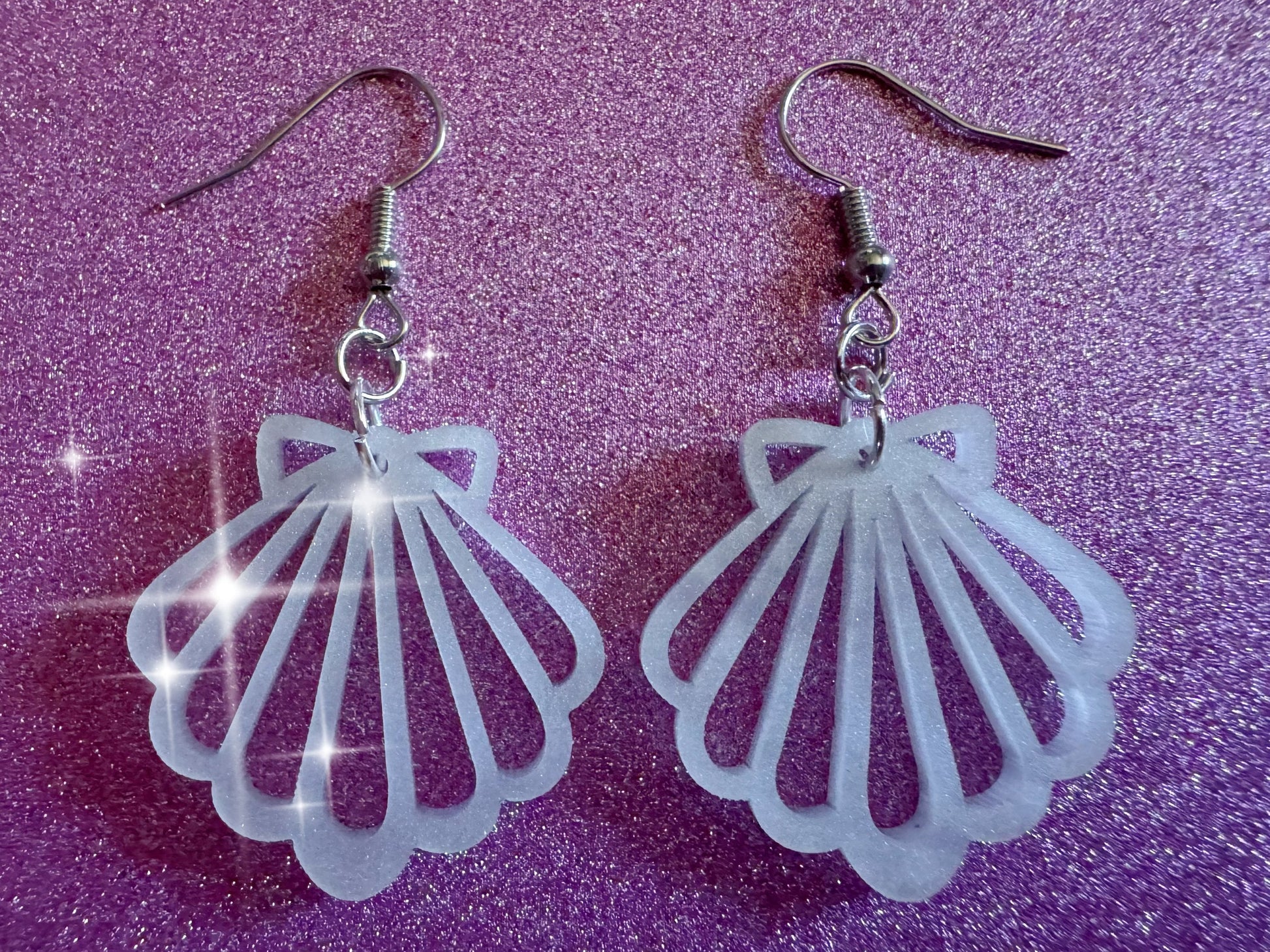 Pearlescent Shell Earrings: Laser Cut Acrylic Shells, Ocean, Beach, Seashells, Pearl, Mollusks, Sea Creature, Best Gifts for Her/Him/Them