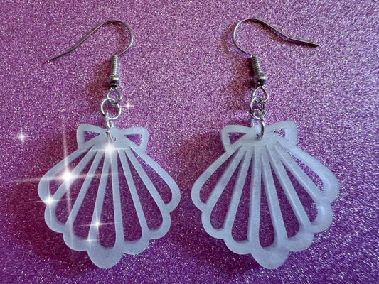 Pearlescent Shell Earrings: Laser Cut Acrylic Shells, Ocean, Beach, Seashells, Pearl, Mollusks, Sea Creature, Best Gifts for Her/Him/Them