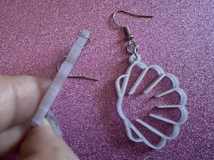 Pearlescent Shell Earrings: Laser Cut Acrylic Shells, Ocean, Beach, Seashells, Pearl, Mollusks, Sea Creature, Best Gifts for Her/Him/Them