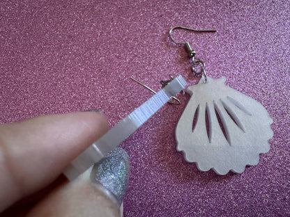 Pearlescent Shell Earrings: Laser Cut Acrylic Shells, Ocean, Beach, Seashells, Pearl, Mollusks, Sea Creature, Best Gifts for Her/Him/Them