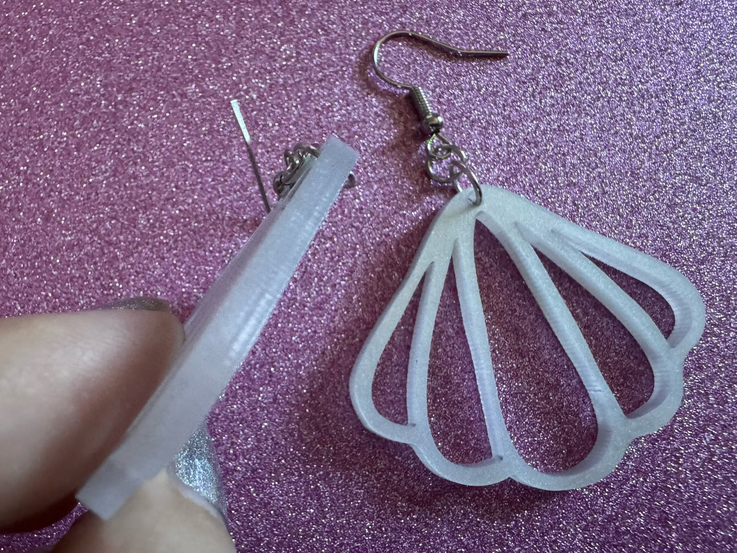 Pearlescent Shell Earrings: Laser Cut Acrylic Shells, Ocean, Beach, Seashells, Pearl, Mollusks, Sea Creature, Best Gifts for Her/Him/Them
