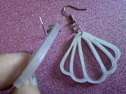 Pearlescent Shell Earrings: Laser Cut Acrylic Shells, Ocean, Beach, Seashells, Pearl, Mollusks, Sea Creature, Best Gifts for Her/Him/Them