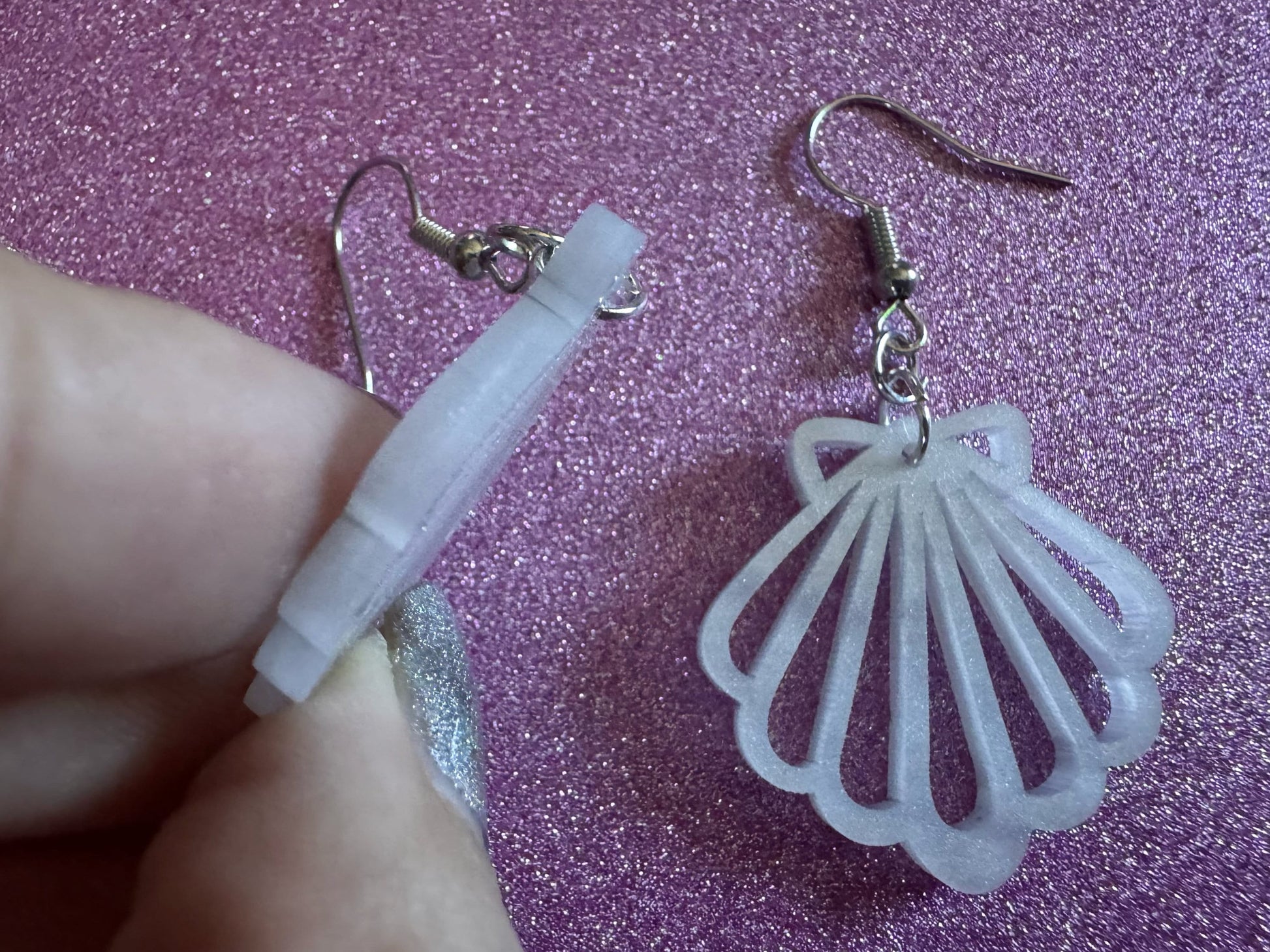 Pearlescent Shell Earrings: Laser Cut Acrylic Shells, Ocean, Beach, Seashells, Pearl, Mollusks, Sea Creature, Best Gifts for Her/Him/Them