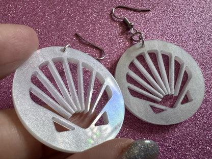 Pearlescent Shell Earrings: Laser Cut Acrylic Shells, Ocean, Beach, Seashells, Pearl, Mollusks, Sea Creature, Best Gifts for Her/Him/Them