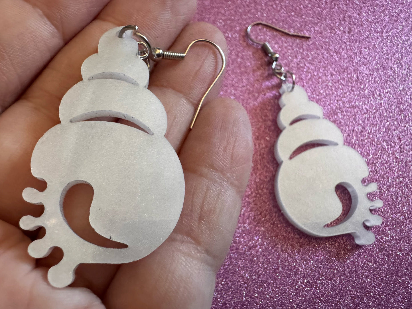 Pearlescent Shell Earrings: Laser Cut Acrylic Shells, Ocean, Beach, Seashells, Pearl, Mollusks, Sea Creature, Best Gifts for Her/Him/Them