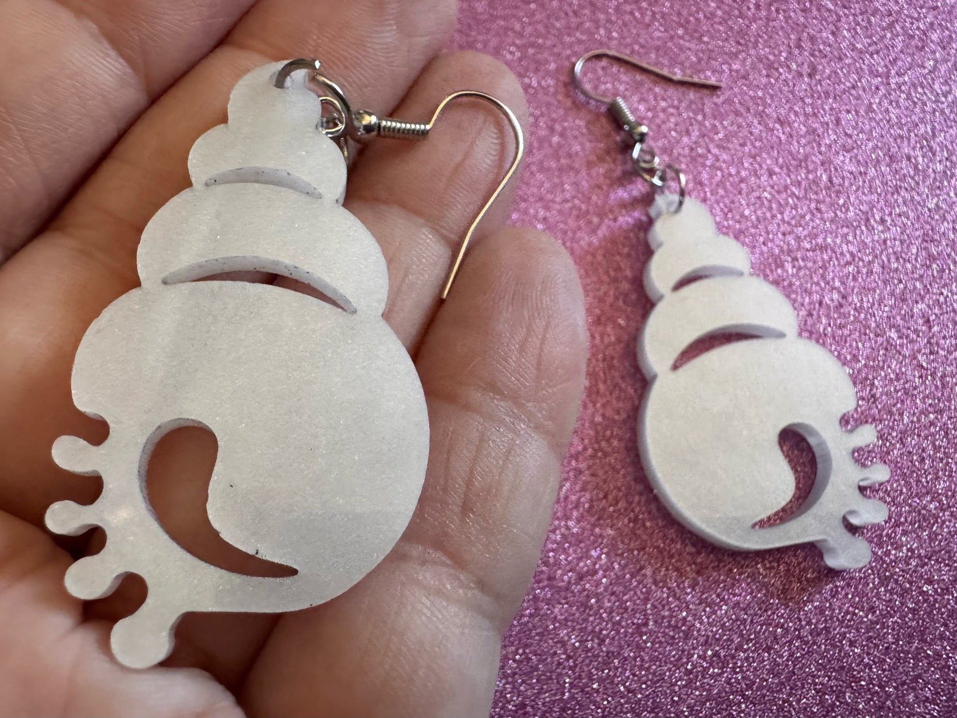 Pearlescent Shell Earrings: Laser Cut Acrylic Shells, Ocean, Beach, Seashells, Pearl, Mollusks, Sea Creature, Best Gifts for Her/Him/Them