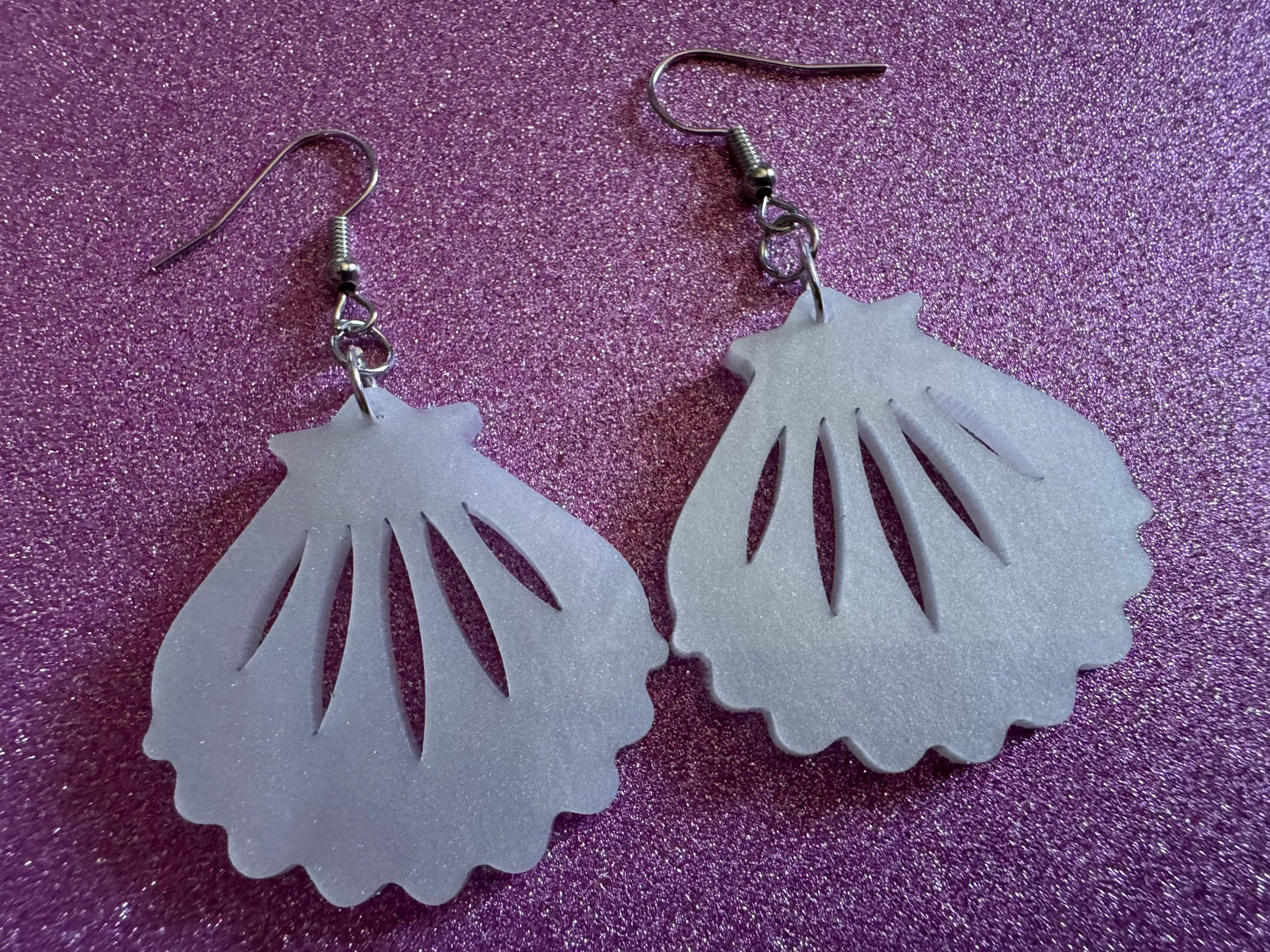 Pearlescent Shell Earrings: Laser Cut Acrylic Shells, Ocean, Beach, Seashells, Pearl, Mollusks, Sea Creature, Best Gifts for Her/Him/Them