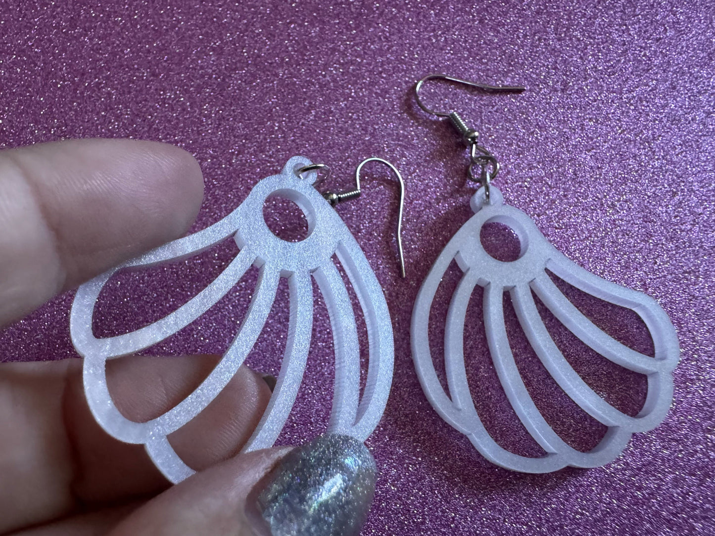 Pearlescent Shell Earrings: Laser Cut Acrylic Shells, Ocean, Beach, Seashells, Pearl, Mollusks, Sea Creature, Best Gifts for Her/Him/Them