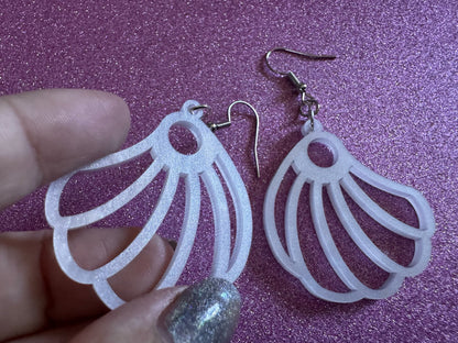 Pearlescent Shell Earrings: Laser Cut Acrylic Shells, Ocean, Beach, Seashells, Pearl, Mollusks, Sea Creature, Best Gifts for Her/Him/Them