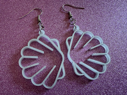Pearlescent Shell Earrings: Laser Cut Acrylic Shells, Ocean, Beach, Seashells, Pearl, Mollusks, Sea Creature, Best Gifts for Her/Him/Them