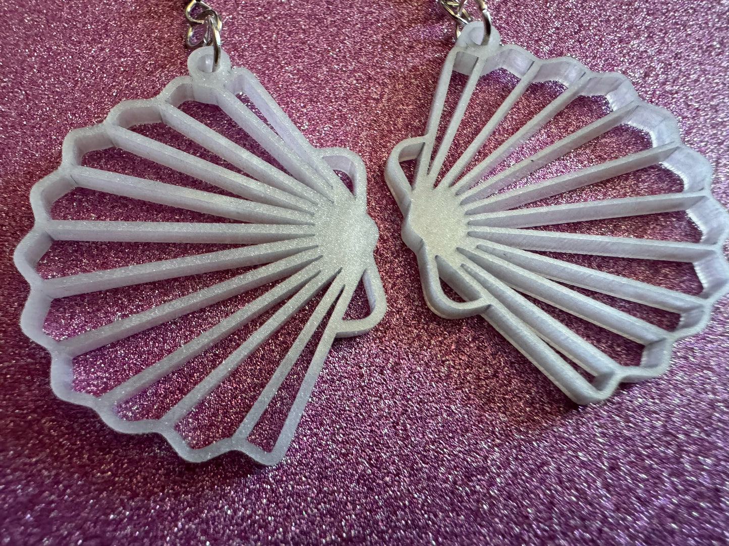 Pearlescent Shell Earrings: Laser Cut Acrylic Shells, Ocean, Beach, Seashells, Pearl, Mollusks, Sea Creature, Best Gifts for Her/Him/Them