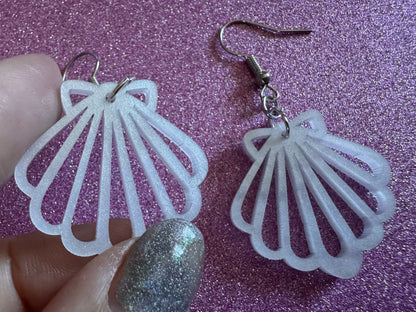 Pearlescent Shell Earrings: Laser Cut Acrylic Shells, Ocean, Beach, Seashells, Pearl, Mollusks, Sea Creature, Best Gifts for Her/Him/Them