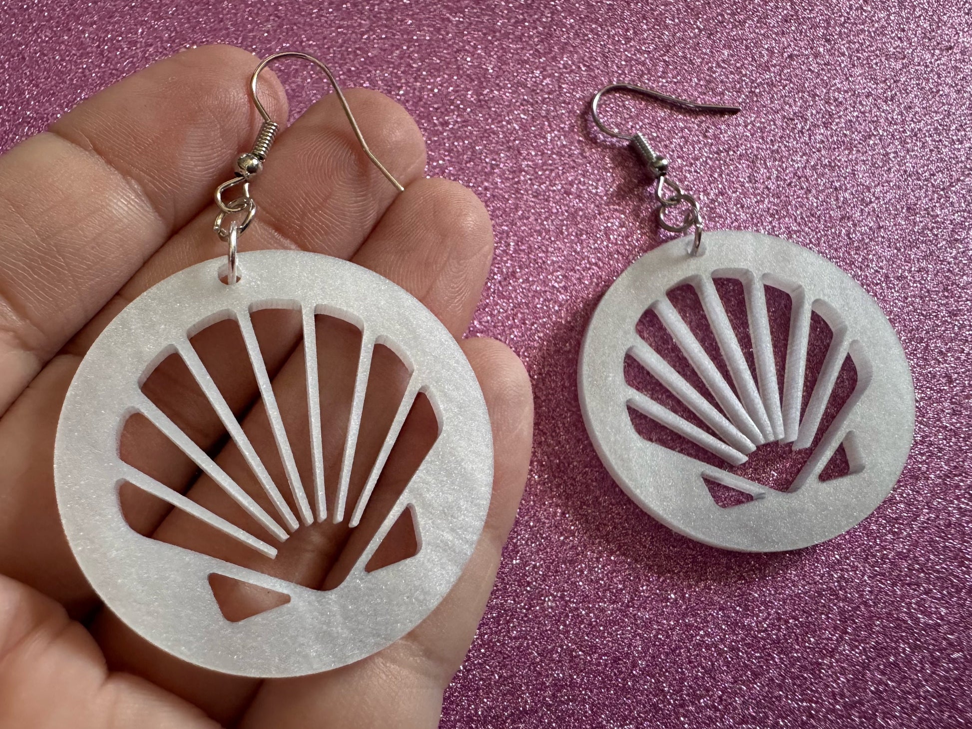 Pearlescent Shell Earrings: Laser Cut Acrylic Shells, Ocean, Beach, Seashells, Pearl, Mollusks, Sea Creature, Best Gifts for Her/Him/Them