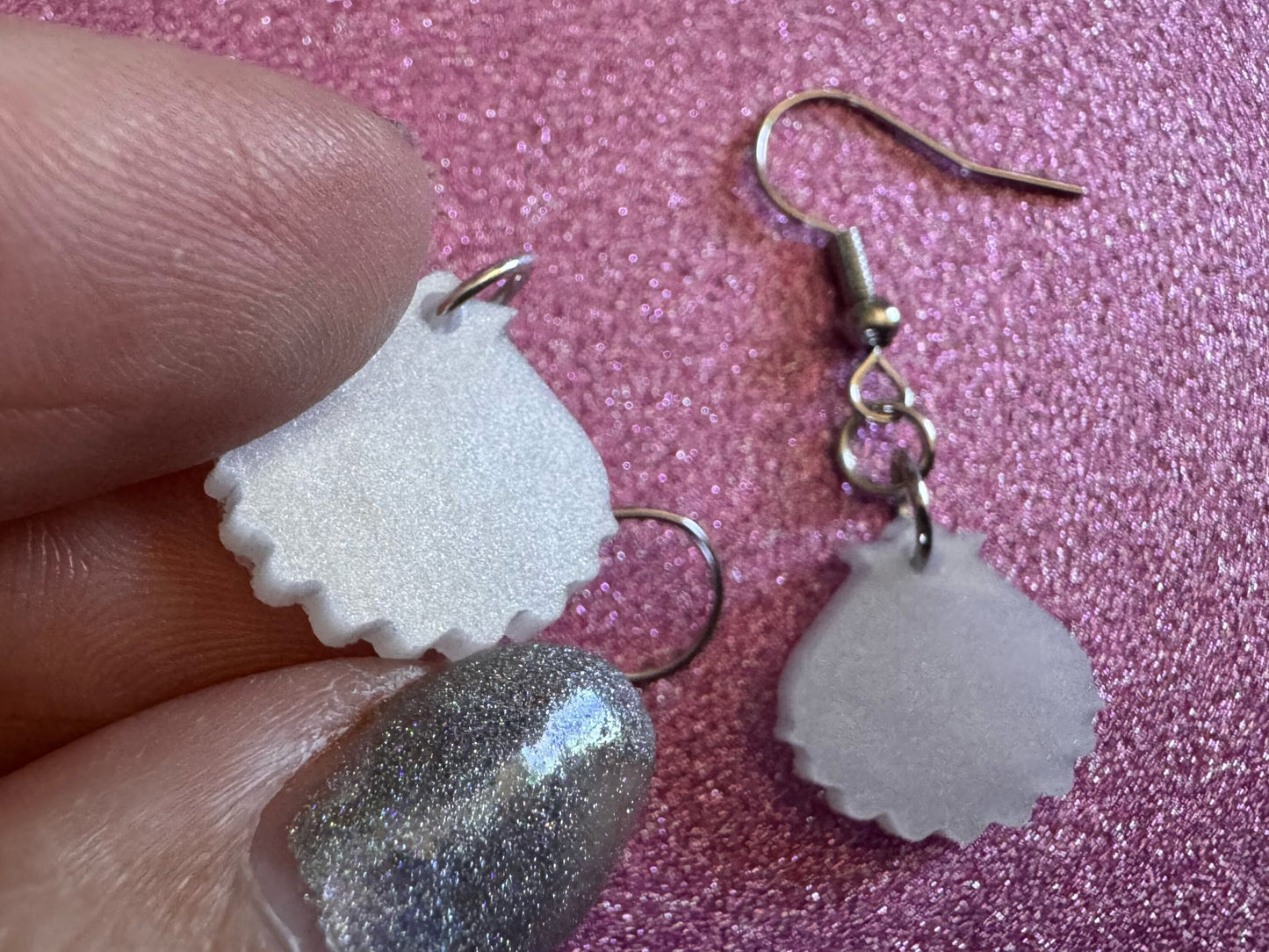 Pearlescent Shell Earrings: Laser Cut Acrylic Shells, Ocean, Beach, Seashells, Pearl, Mollusks, Sea Creature, Best Gifts for Her/Him/Them