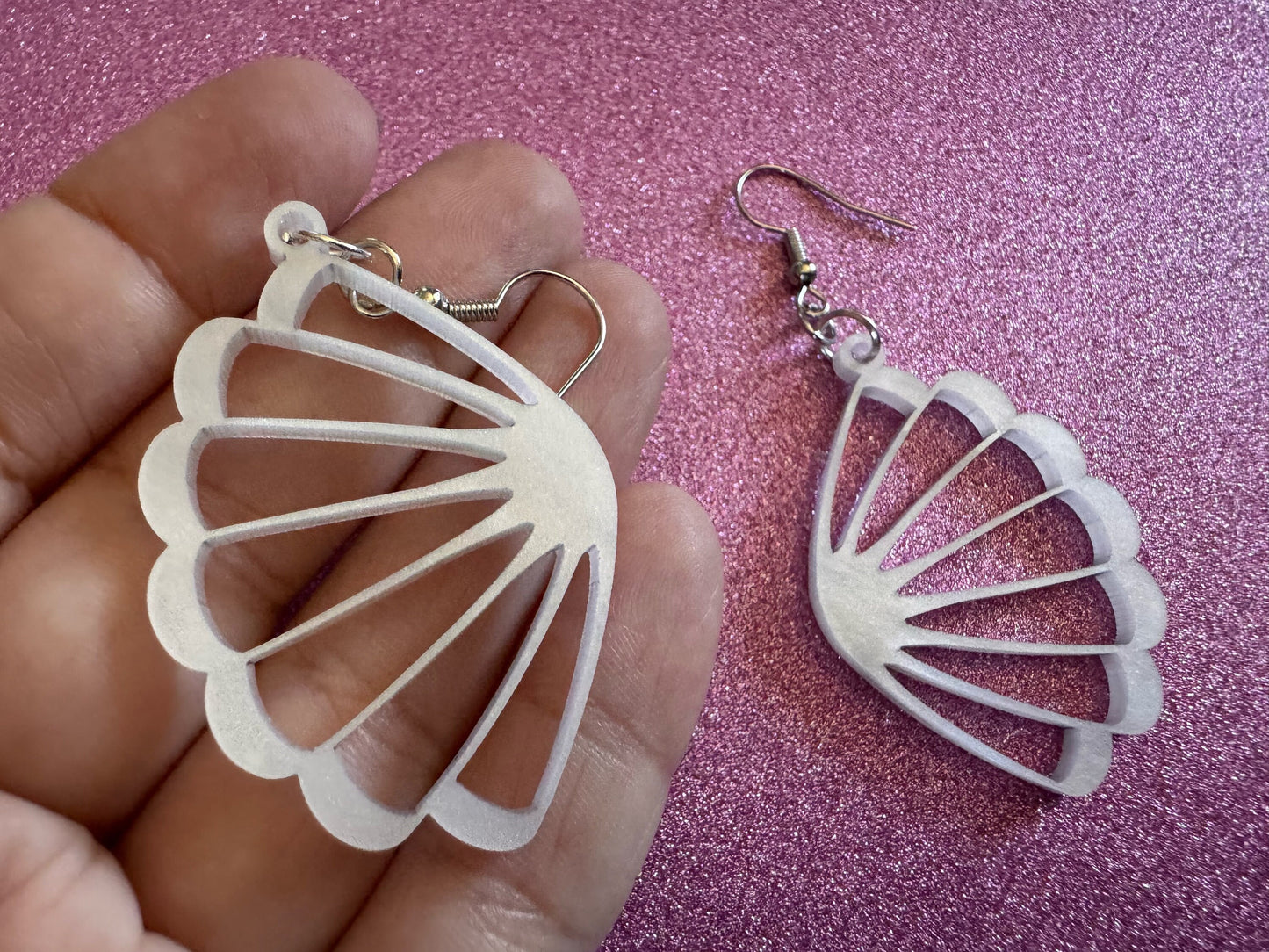 Pearlescent Shell Earrings: Laser Cut Acrylic Shells, Ocean, Beach, Seashells, Pearl, Mollusks, Sea Creature, Best Gifts for Her/Him/Them