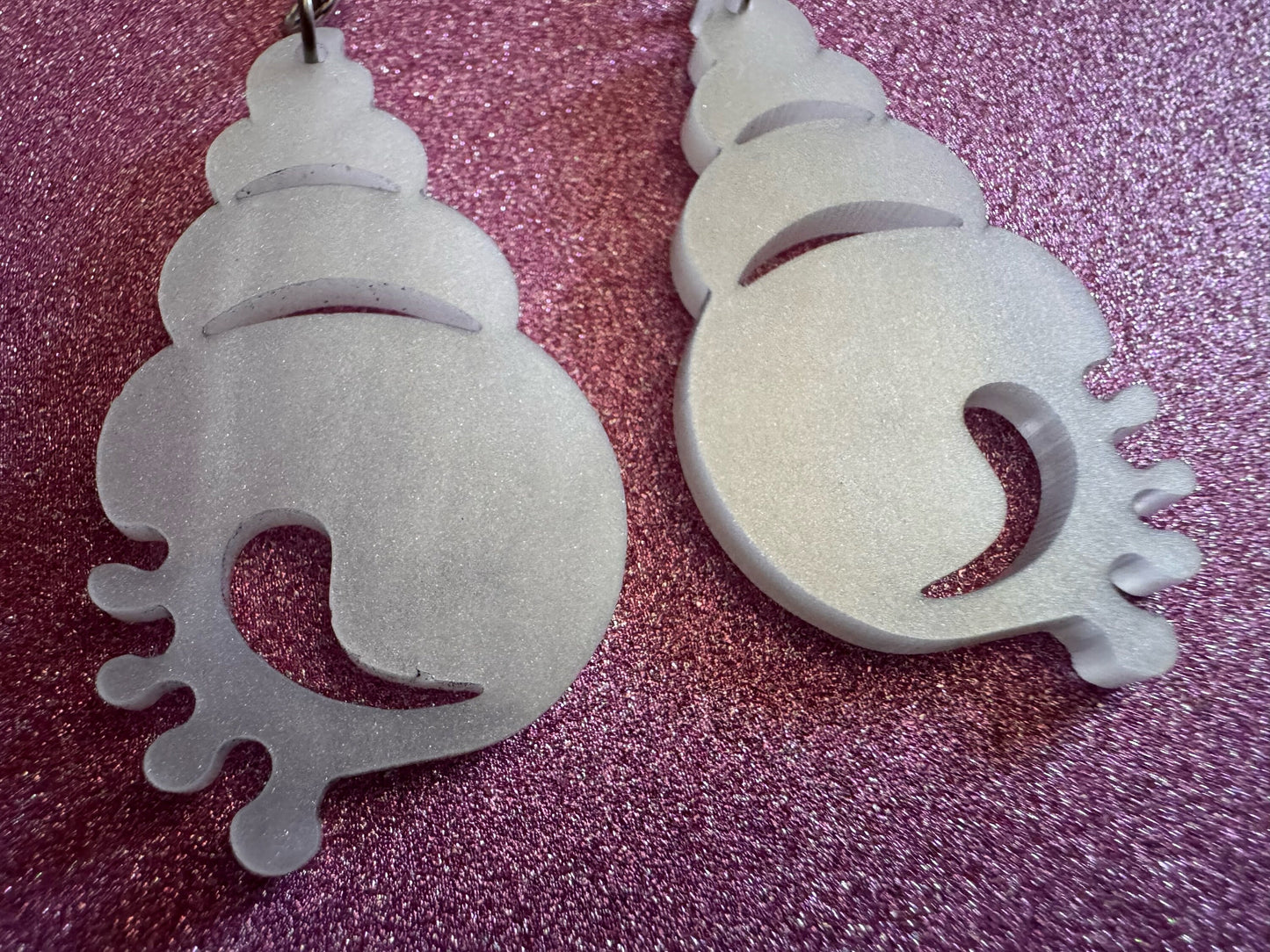 Pearlescent Shell Earrings: Laser Cut Acrylic Shells, Ocean, Beach, Seashells, Pearl, Mollusks, Sea Creature, Best Gifts for Her/Him/Them