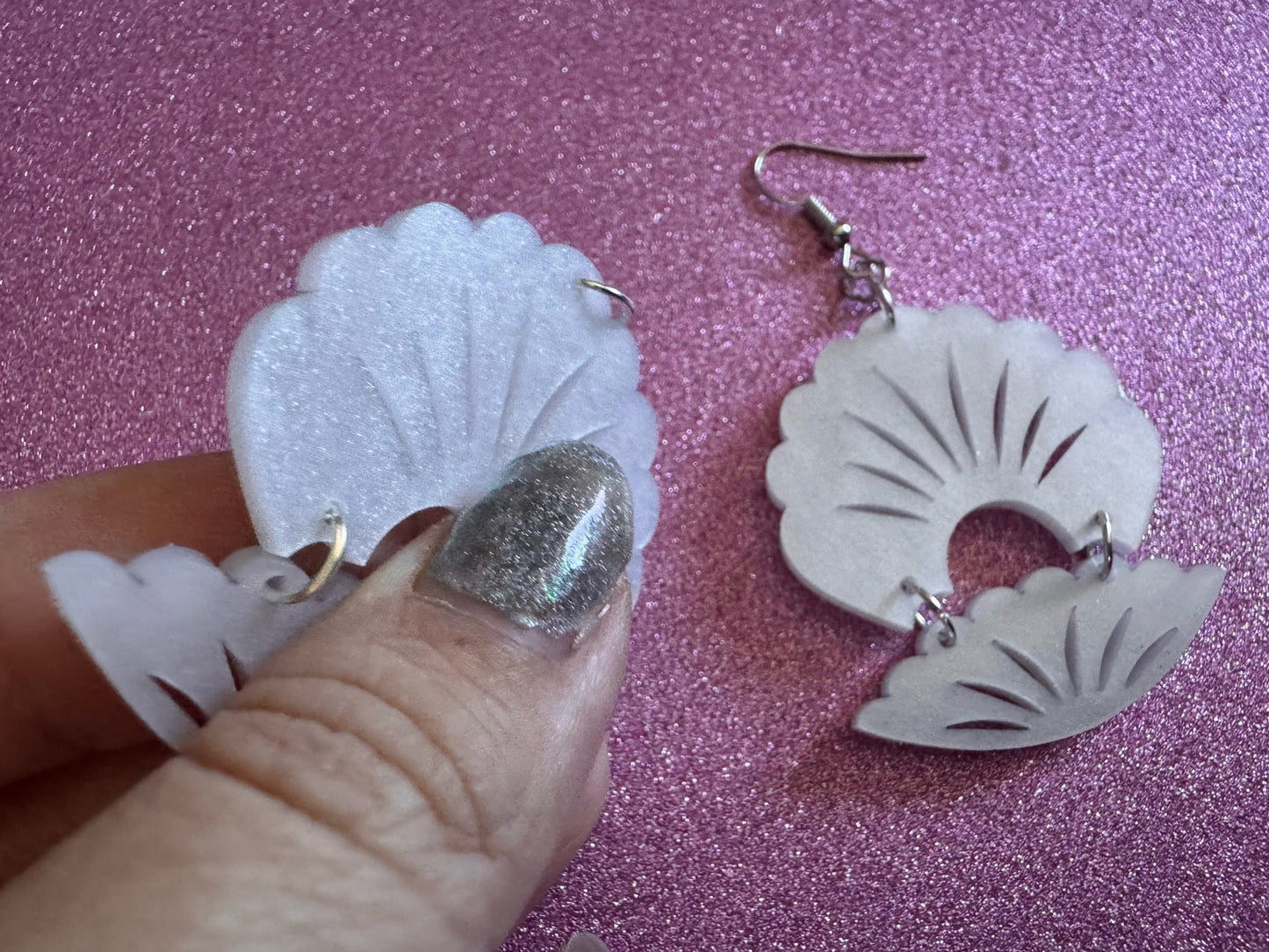 Pearlescent Shell Earrings: Laser Cut Acrylic Shells, Ocean, Beach, Seashells, Pearl, Mollusks, Sea Creature, Best Gifts for Her/Him/Them