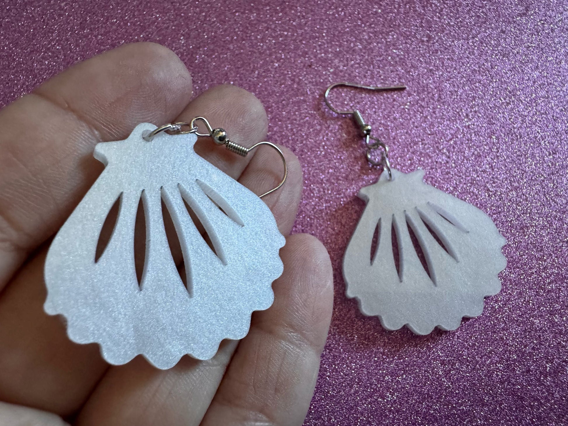 Pearlescent Shell Earrings: Laser Cut Acrylic Shells, Ocean, Beach, Seashells, Pearl, Mollusks, Sea Creature, Best Gifts for Her/Him/Them