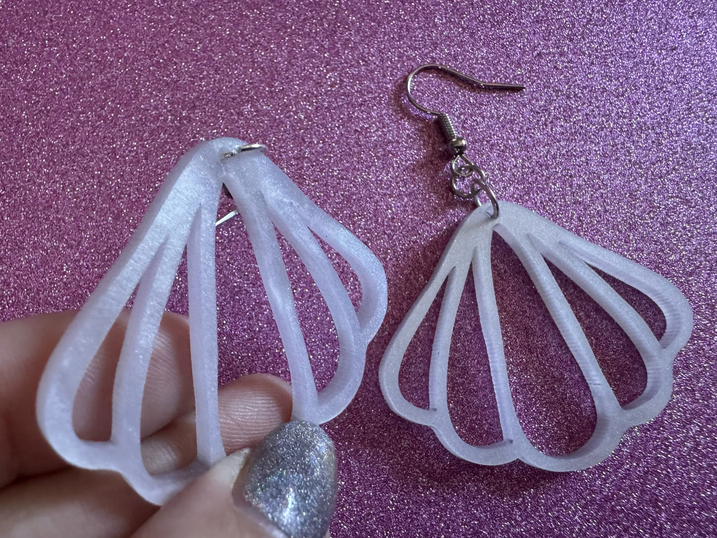Pearlescent Shell Earrings: Laser Cut Acrylic Shells, Ocean, Beach, Seashells, Pearl, Mollusks, Sea Creature, Best Gifts for Her/Him/Them