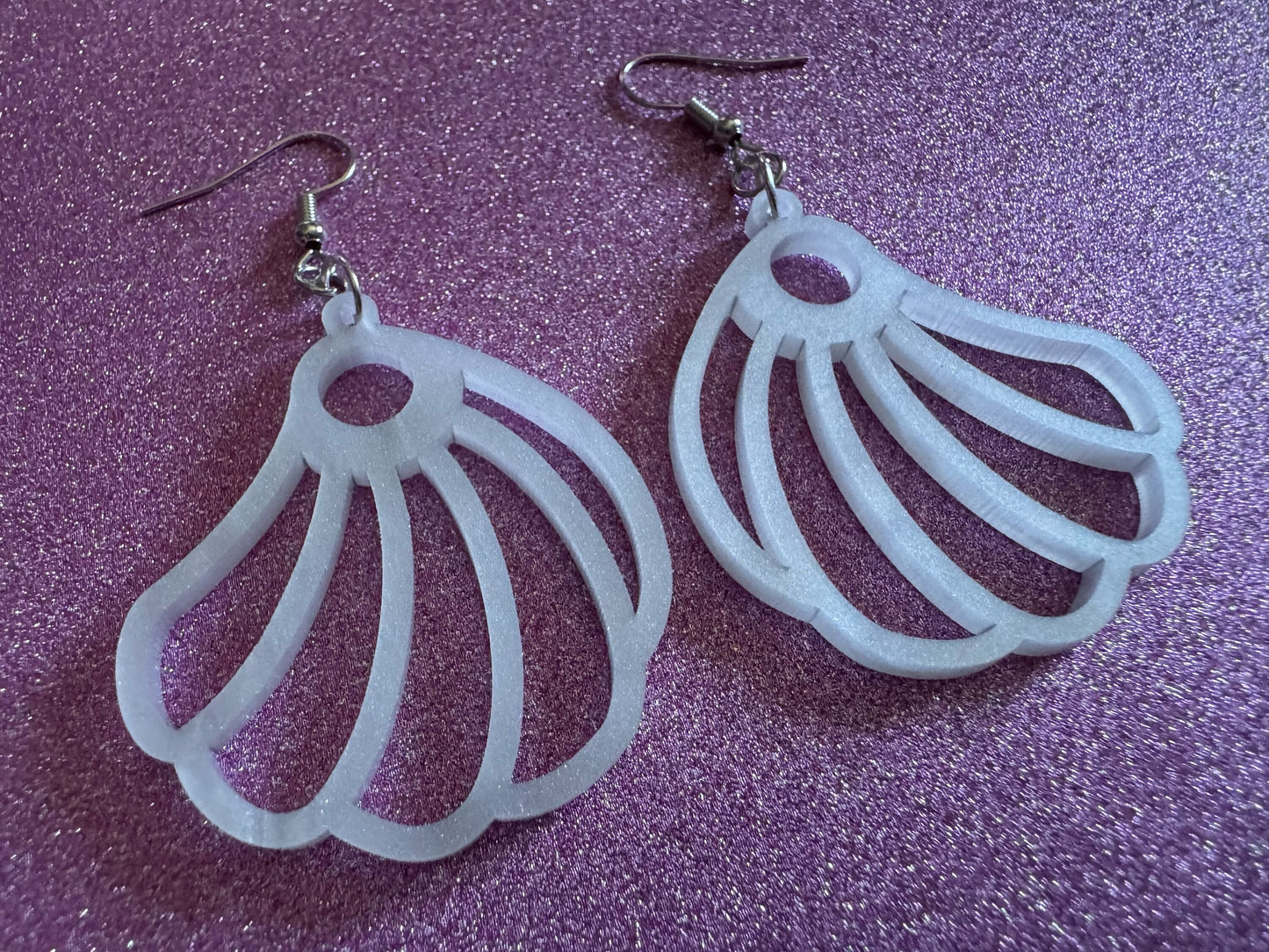 Pearlescent Shell Earrings: Laser Cut Acrylic Shells, Ocean, Beach, Seashells, Pearl, Mollusks, Sea Creature, Best Gifts for Her/Him/Them