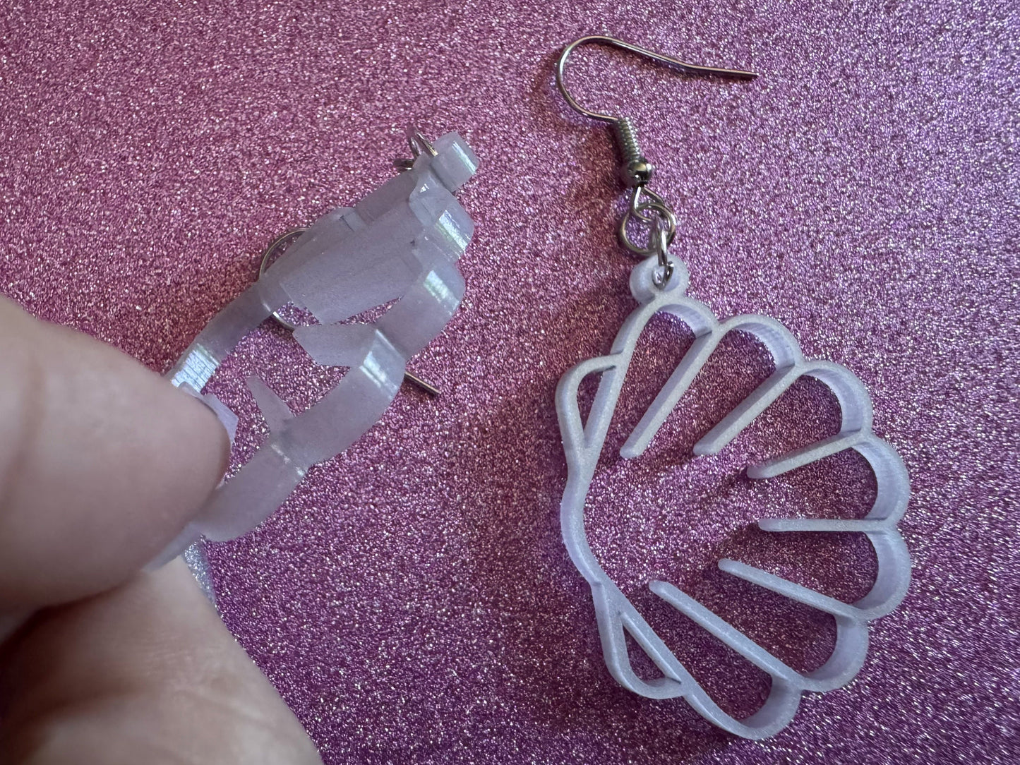 Pearlescent Shell Earrings: Laser Cut Acrylic Shells, Ocean, Beach, Seashells, Pearl, Mollusks, Sea Creature, Best Gifts for Her/Him/Them