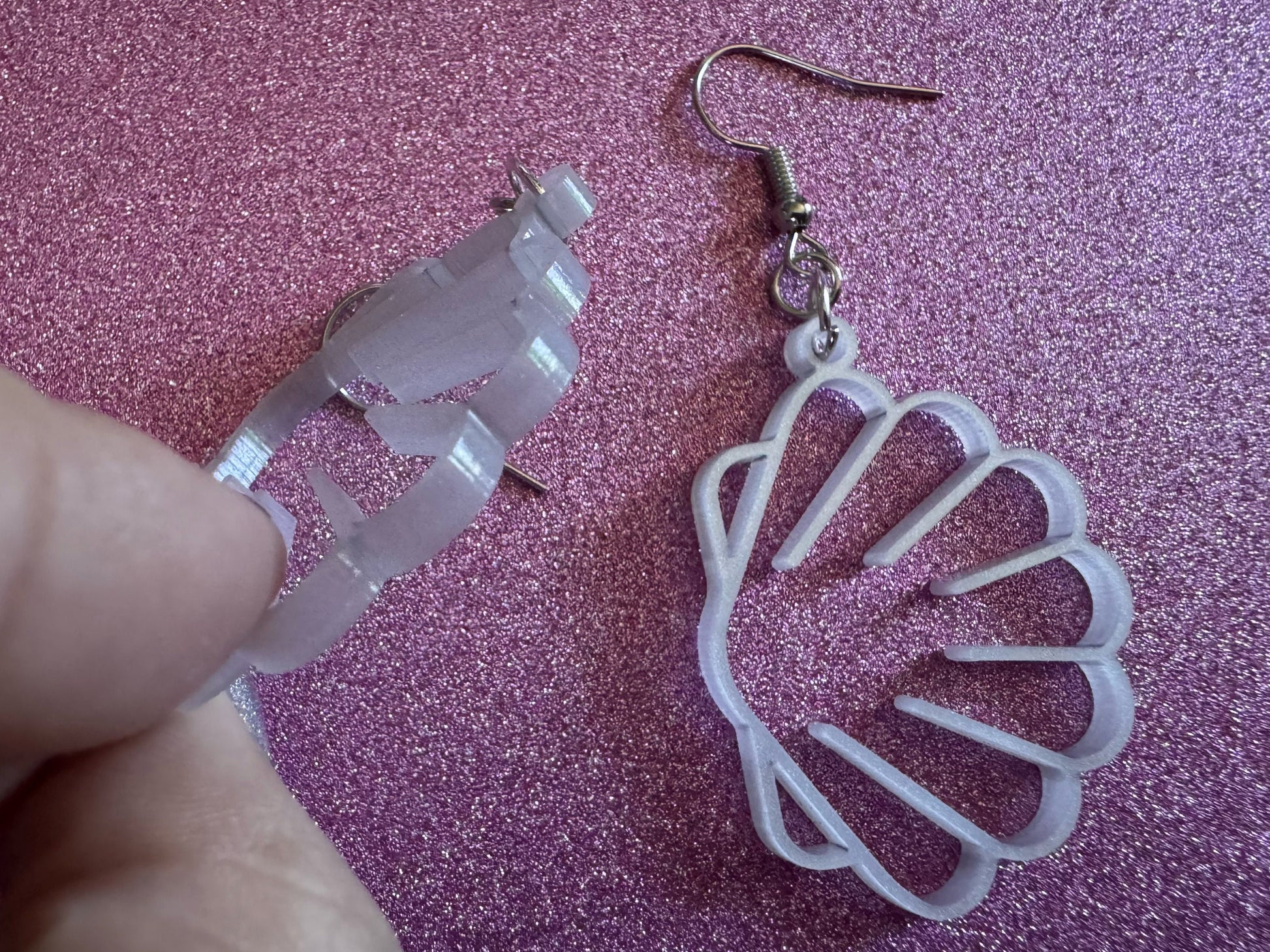 Pearlescent Shell Earrings: Laser Cut Acrylic Shells, Ocean, Beach, Seashells, Pearl, Mollusks, Sea Creature, Best Gifts for Her/Him/Them