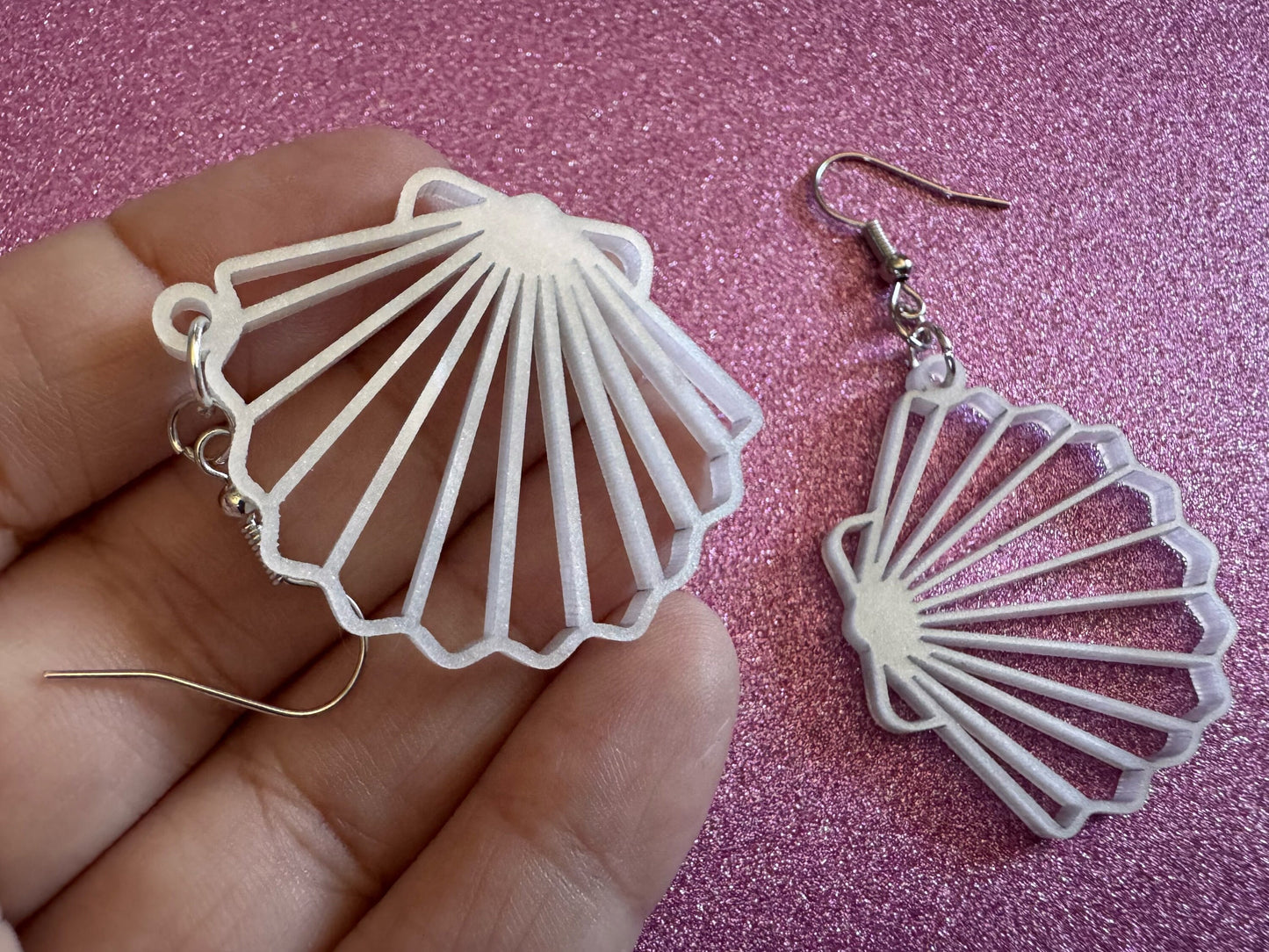 Pearlescent Shell Earrings: Laser Cut Acrylic Shells, Ocean, Beach, Seashells, Pearl, Mollusks, Sea Creature, Best Gifts for Her/Him/Them