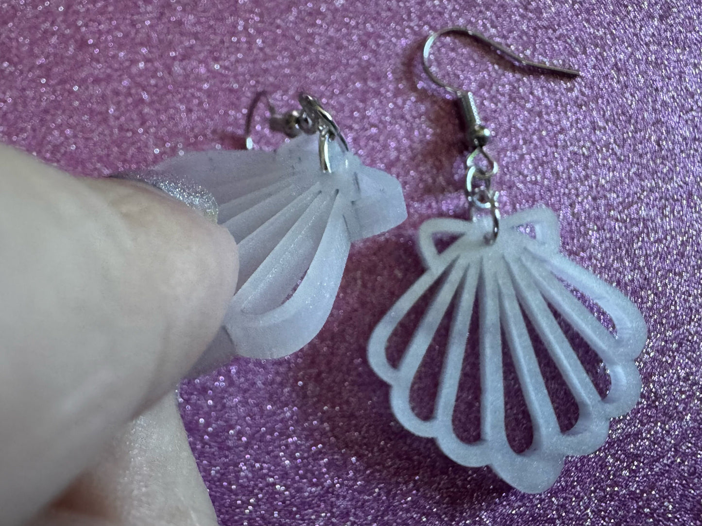 Pearlescent Shell Earrings: Laser Cut Acrylic Shells, Ocean, Beach, Seashells, Pearl, Mollusks, Sea Creature, Best Gifts for Her/Him/Them