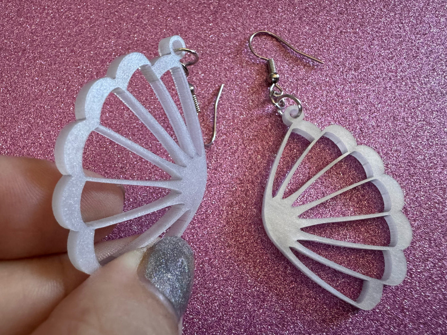Pearlescent Shell Earrings: Laser Cut Acrylic Shells, Ocean, Beach, Seashells, Pearl, Mollusks, Sea Creature, Best Gifts for Her/Him/Them