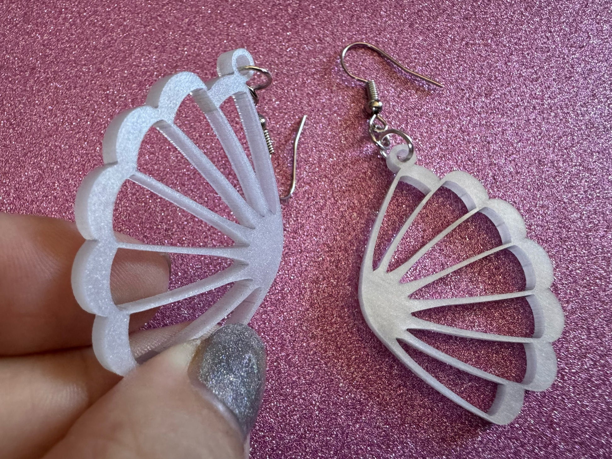 Pearlescent Shell Earrings: Laser Cut Acrylic Shells, Ocean, Beach, Seashells, Pearl, Mollusks, Sea Creature, Best Gifts for Her/Him/Them