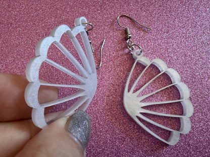 Pearlescent Shell Earrings: Laser Cut Acrylic Shells, Ocean, Beach, Seashells, Pearl, Mollusks, Sea Creature, Best Gifts for Her/Him/Them
