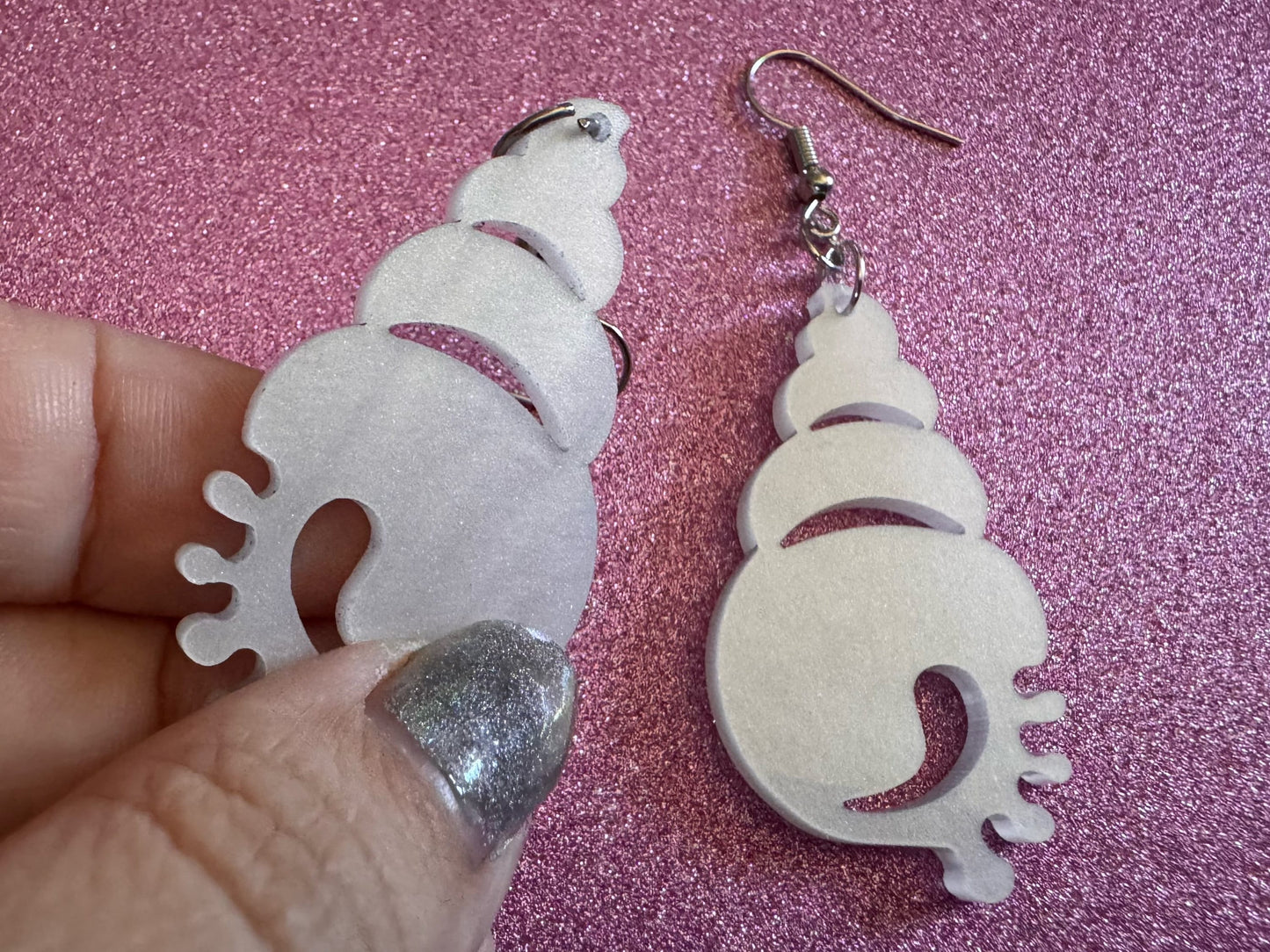 Pearlescent Shell Earrings: Laser Cut Acrylic Shells, Ocean, Beach, Seashells, Pearl, Mollusks, Sea Creature, Best Gifts for Her/Him/Them