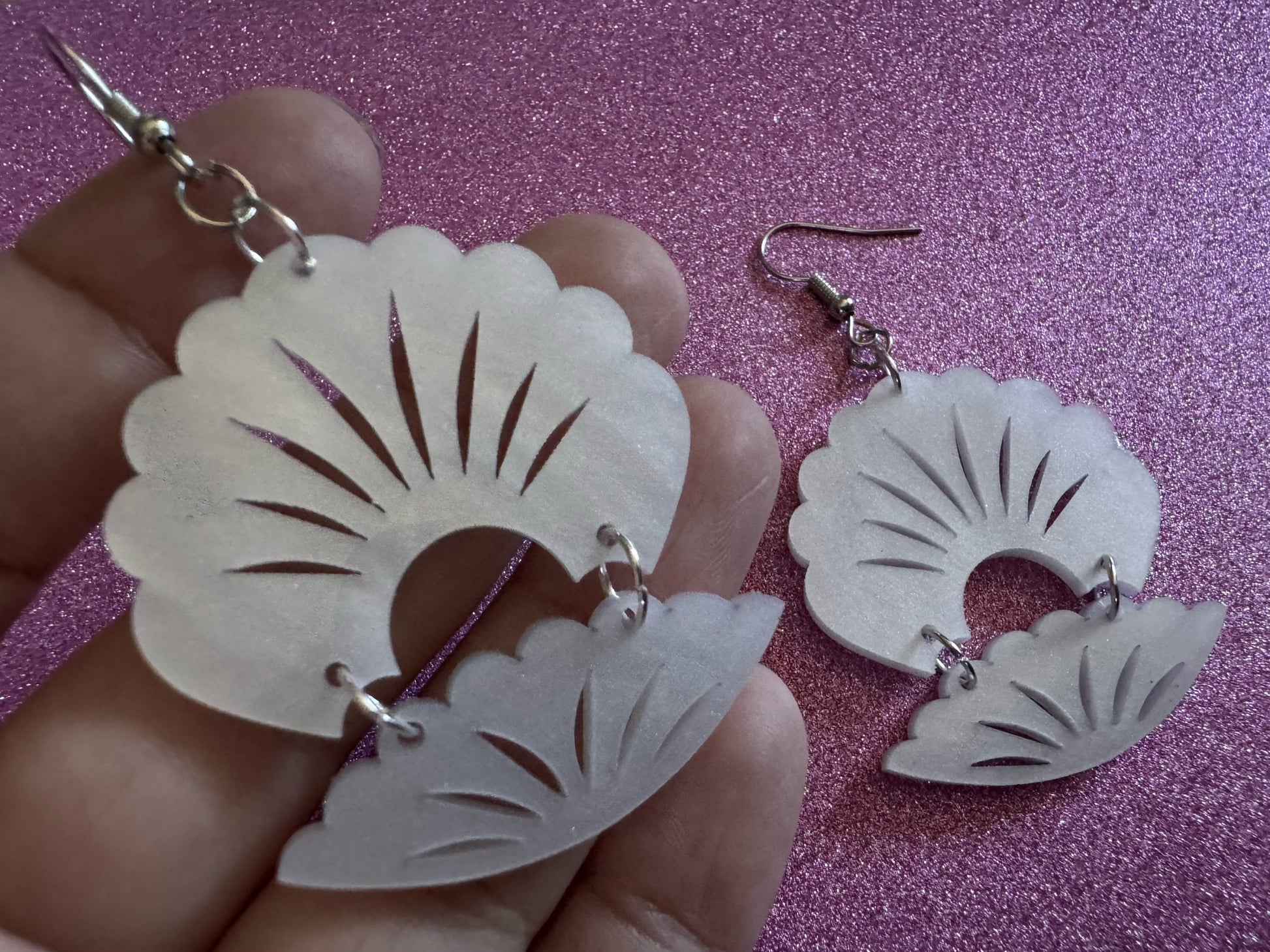 Pearlescent Shell Earrings: Laser Cut Acrylic Shells, Ocean, Beach, Seashells, Pearl, Mollusks, Sea Creature, Best Gifts for Her/Him/Them