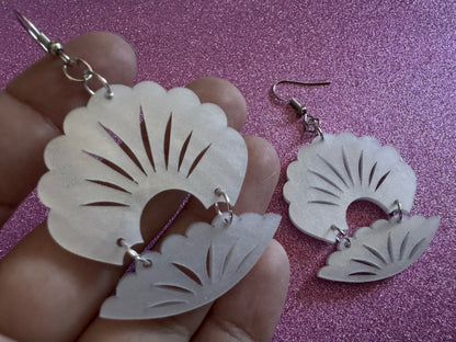 Pearlescent Shell Earrings: Laser Cut Acrylic Shells, Ocean, Beach, Seashells, Pearl, Mollusks, Sea Creature, Best Gifts for Her/Him/Them