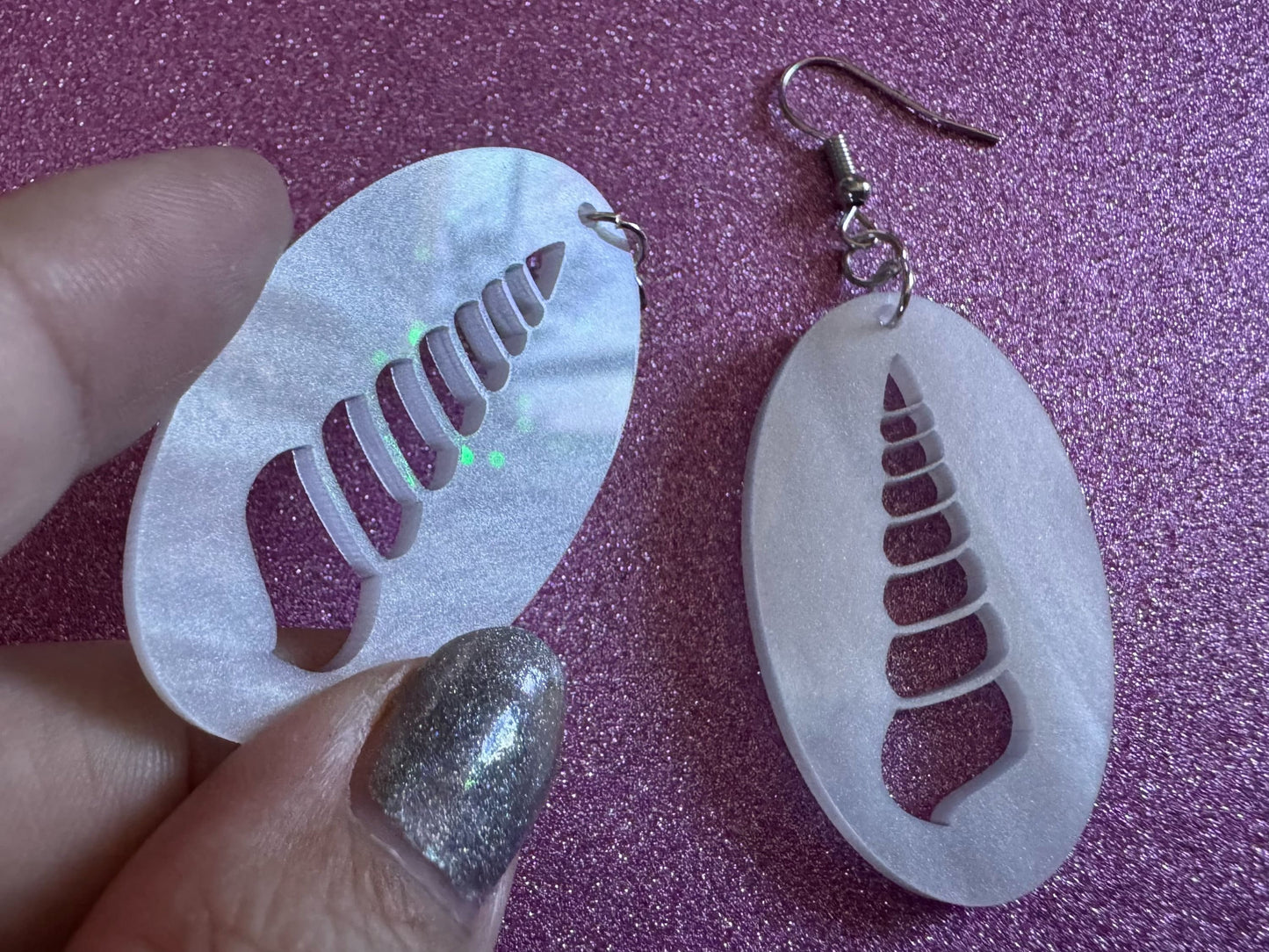 Pearlescent Shell Earrings: Laser Cut Acrylic Shells, Ocean, Beach, Seashells, Pearl, Mollusks, Sea Creature, Best Gifts for Her/Him/Them