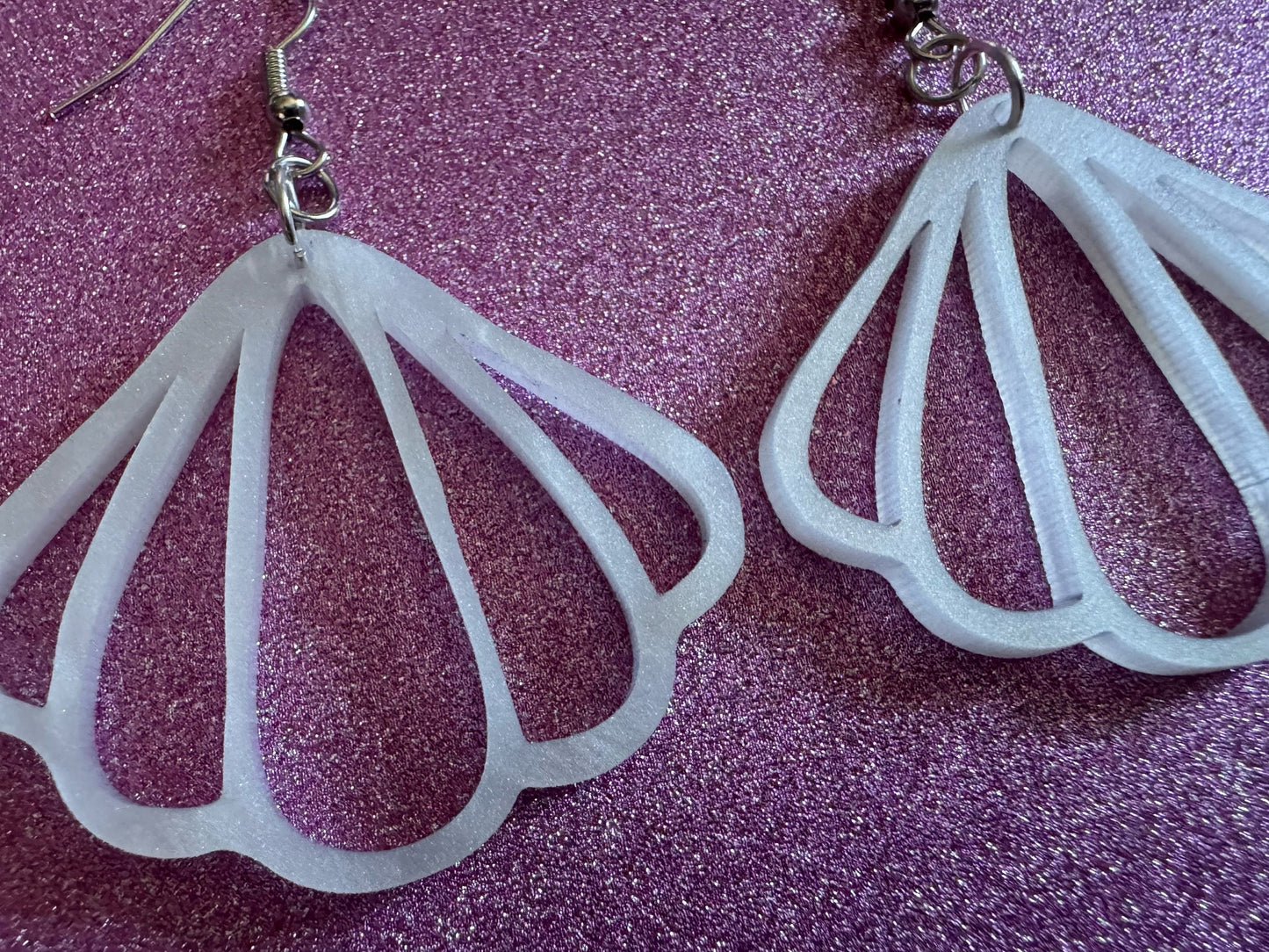 Pearlescent Shell Earrings: Laser Cut Acrylic Shells, Ocean, Beach, Seashells, Pearl, Mollusks, Sea Creature, Best Gifts for Her/Him/Them