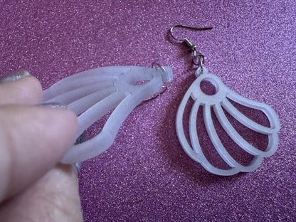 Pearlescent Shell Earrings: Laser Cut Acrylic Shells, Ocean, Beach, Seashells, Pearl, Mollusks, Sea Creature, Best Gifts for Her/Him/Them