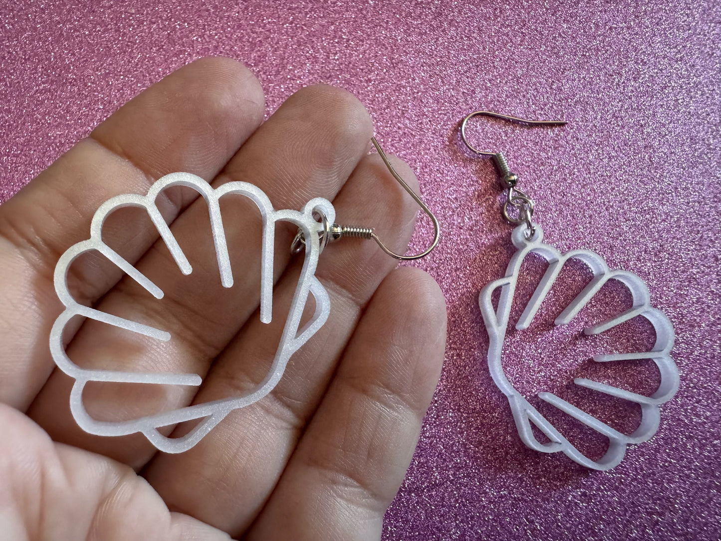 Pearlescent Shell Earrings: Laser Cut Acrylic Shells, Ocean, Beach, Seashells, Pearl, Mollusks, Sea Creature, Best Gifts for Her/Him/Them