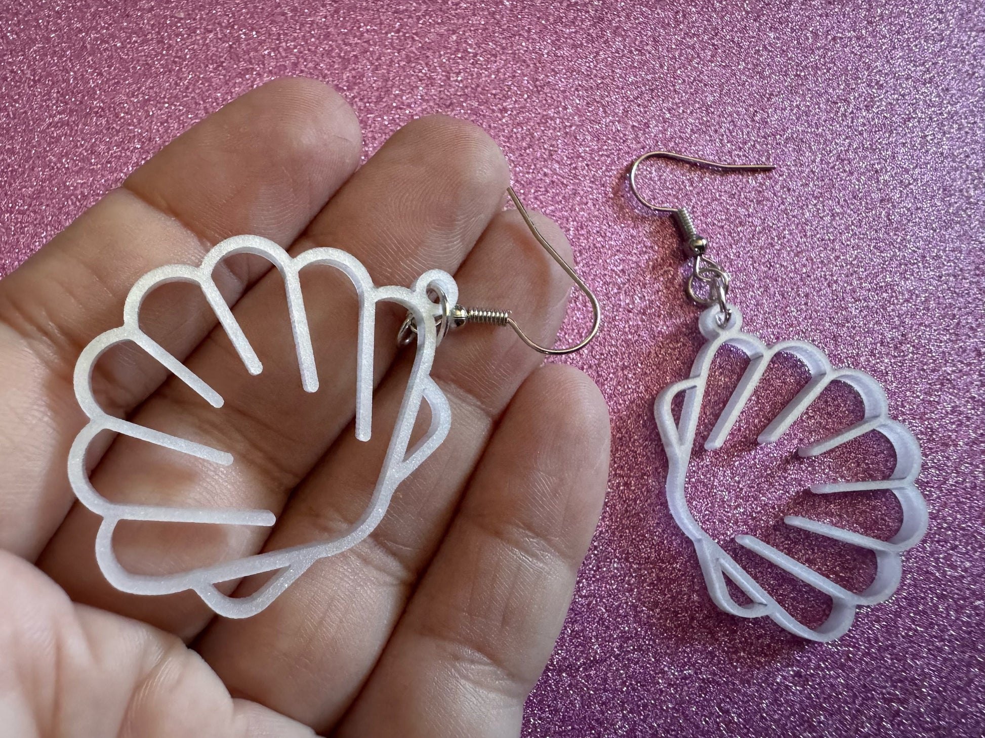 Pearlescent Shell Earrings: Laser Cut Acrylic Shells, Ocean, Beach, Seashells, Pearl, Mollusks, Sea Creature, Best Gifts for Her/Him/Them