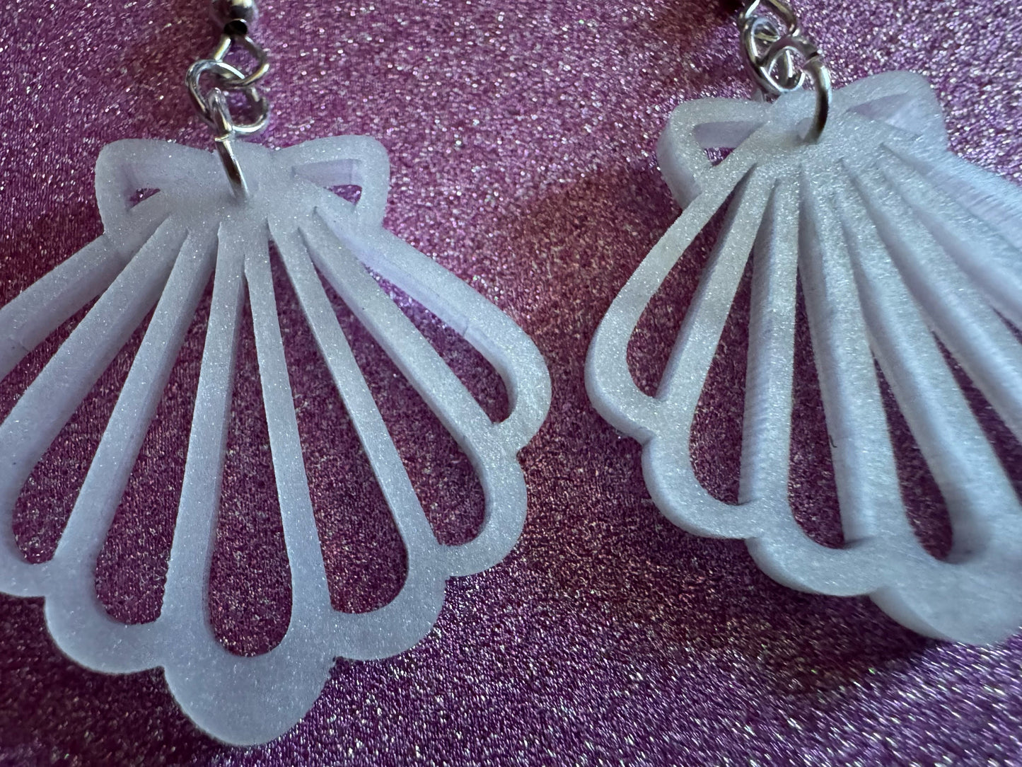 Pearlescent Shell Earrings: Laser Cut Acrylic Shells, Ocean, Beach, Seashells, Pearl, Mollusks, Sea Creature, Best Gifts for Her/Him/Them
